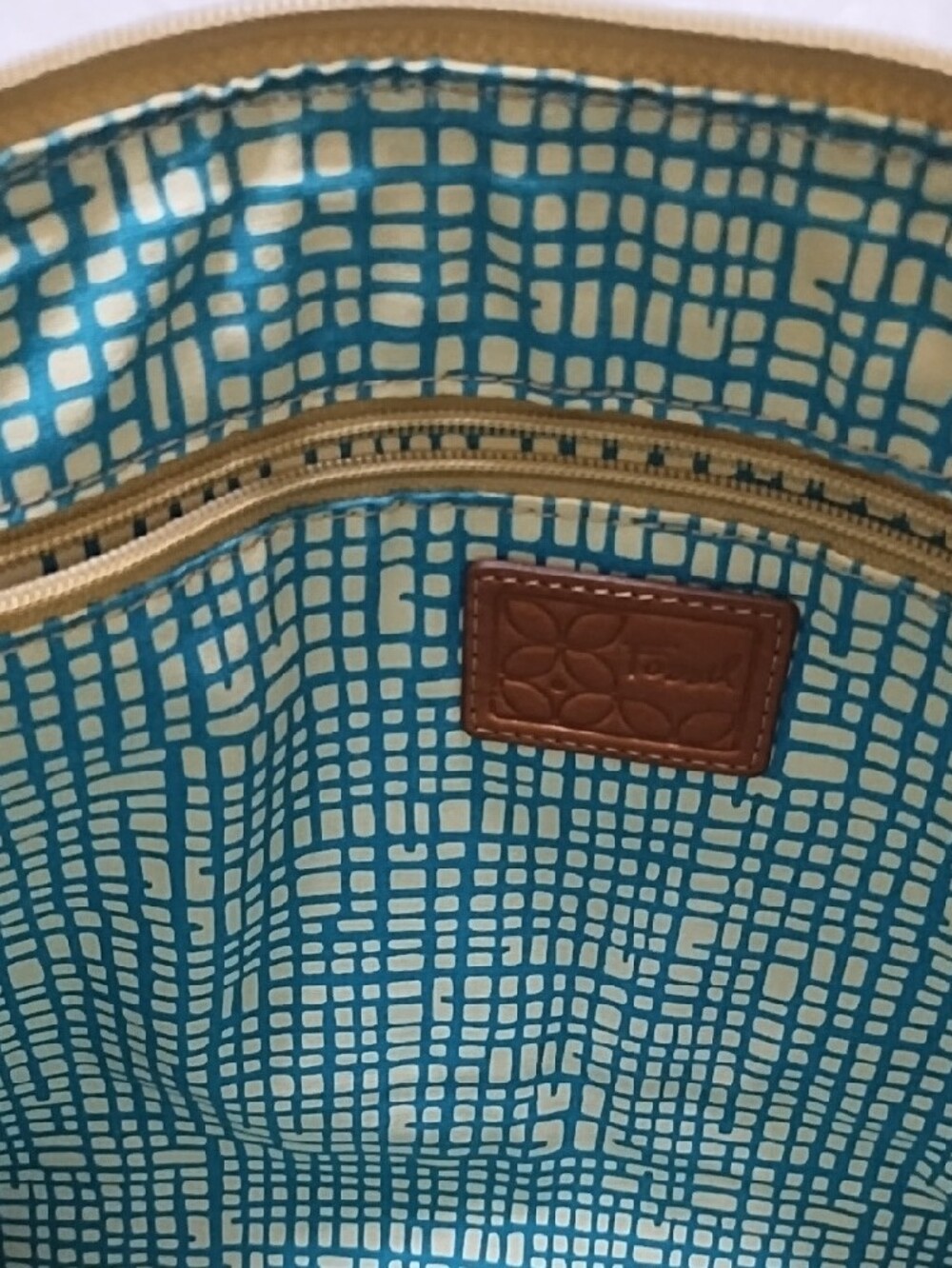 Fossil Vintage Floral Coated Canvas Crossbody Tote in Orange & Tan NWOT - Picture 4 of 8